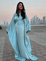 Batwing Butterfly Satin Shimmer Abaya Dubai Luxury Muslim Maxi Kaftan Dresses Abayas For Women Kebaya Caftan Robe Femme Vestidos