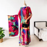 NEW Fashion Summer Dress With Big Scarf Dubai Turkey Kaftan Muslim Loose Abaya Women African Casual Maxi Peacock Shawl Robe