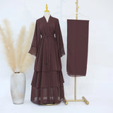 Chiffon Hijab Dresses for Women Muslim Open Kimono Abaya Modest Kaftan Dubai Arabic Robe Islamic Kebaya Jalabiya Caftan Clothing