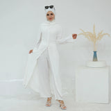 New Muslim Sets for Women Button Long Tops Pants 2 Piece Suit Dress Turkey Kaftan Dubai Abaya Eid Ramadan Islam Clothing Outfits
