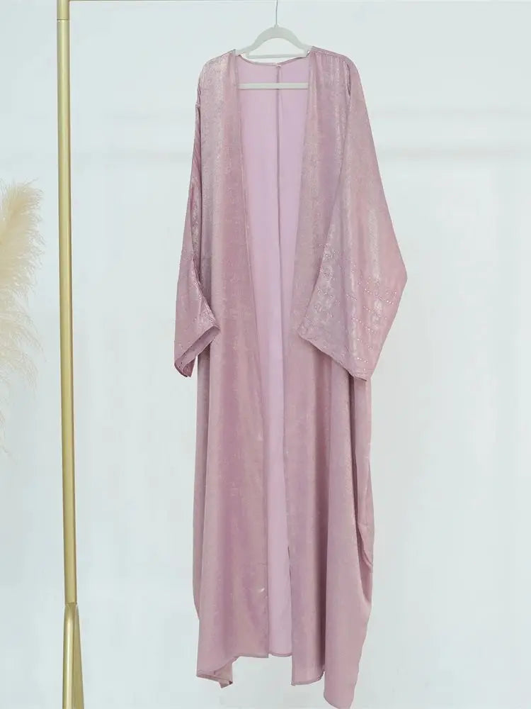 Shiny Satin Open Kimono Abaya Dubai Luxury 2025 Muslim Abayas For Women Kaftan Dress Islam Clothing Robe Femme Musulmane Caftan
