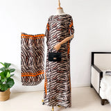 NEW Fashion Summer Dress With Big Scarf Dubai Turkey Kaftan Muslim Loose Abaya Women African Casual Maxi Peacock Shawl Robe