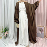 Muslim Elegant Puff Sleeve Long Dress Women's Prayer Garment Dubai 2024 Luxury Kaftan Kebaya Turkey Party Ramadan Abaya Beige