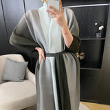 Wind Coat for Women 2024 Autumn New Style Gradient Color, Plus Fat and Enlarged Bat Sleeves, Scarf Style Long Outerwear