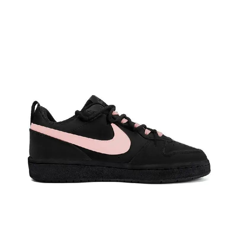 [Custom Black of black]Nike Court Borough Low 2 Black Juren Non-slip Lightweight Low-Top Skateboard Shoes GS Black Pink