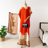 NEW Fashion Summer Dress With Big Scarf Dubai Turkey Kaftan Muslim Loose Abaya Women African Casual Maxi Peacock Shawl Robe