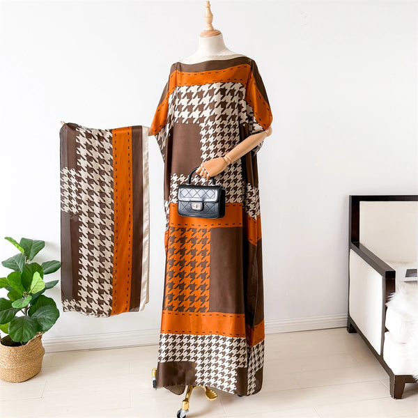 NEW Fashion Summer Dress With Big Scarf Dubai Turkey Kaftan Muslim Loose Abaya Women African Casual Maxi Peacock Shawl Robe