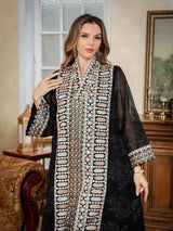 Elegant Dubai Women Dress Abaya Embroidery Morocco Kaftan Vestidos Largos Arab Long Robe Eid Muslim Party Jalabiya Ramadan 2025