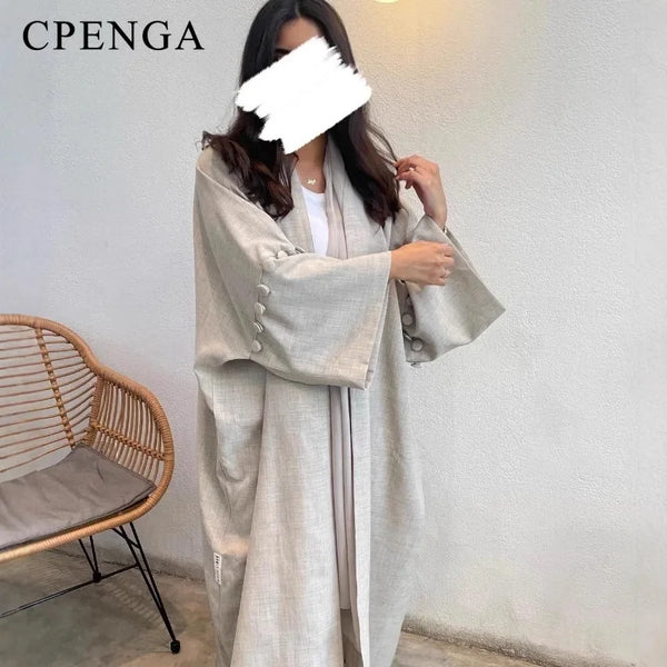 2025 Arabic Muslim Women Modest Cardigan Elegant Dubai Plain Abaya Dress Islamic Party Outfit Fashion Loose Turkey Kaftan Robe