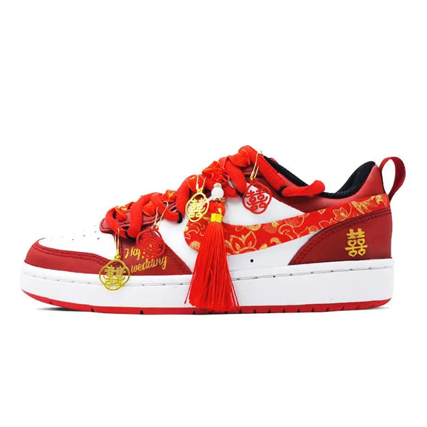 [Custom The friendship between Qin and Jin]Nike Court Borough Anti-Slip Wear-Resistant Low-Top Skateboard Shoes Women's Red W