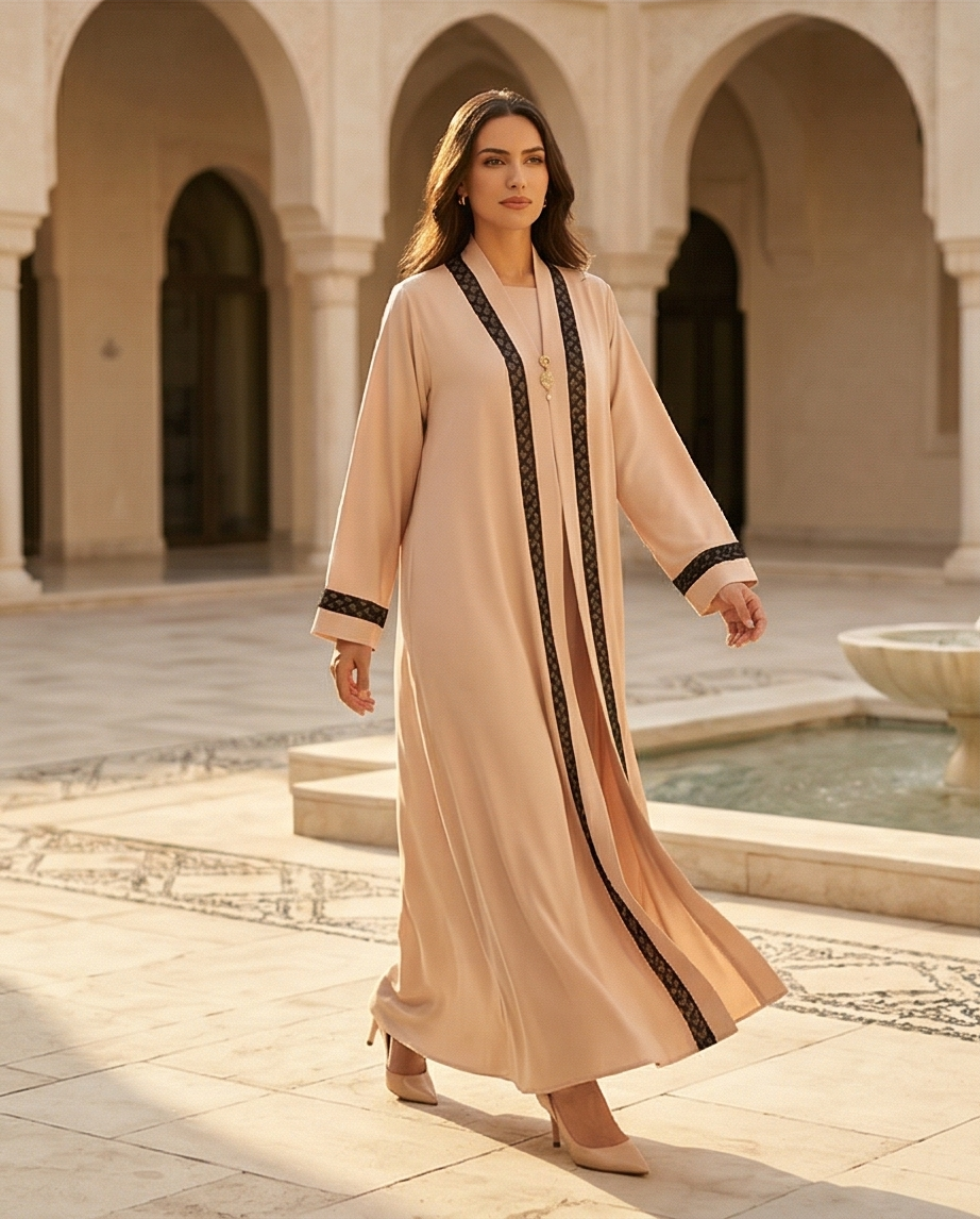 Classic Black Abaya with Gold Embroidery - Sizes 14, 15, 16 - Raakaat