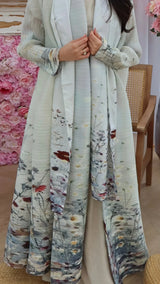 Pleated Women's Robe Embroidery Design 2025 Fall New Cardigan Women's Robe Abaya Featured Jacket Party Model