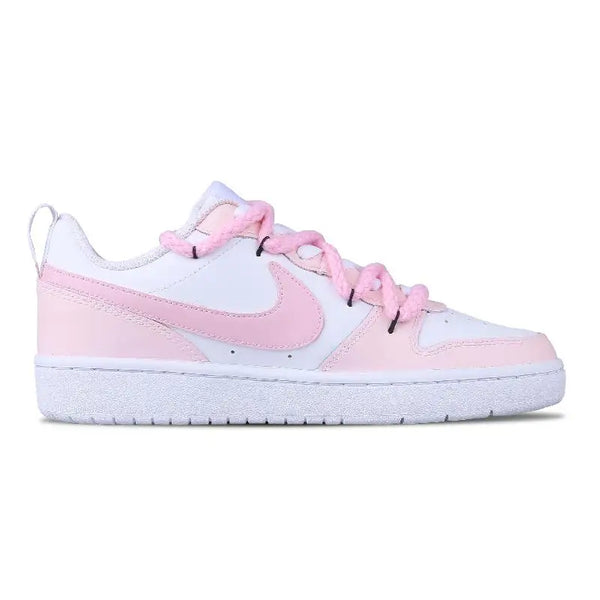 [Custom The women's pink version shines like stars]Nike Court Borough Skateboard Shoes Women's Low-Top White Pink