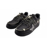 [Custom Silver-winged butterfly in the dark night]Nike Air Force 1 Anti-Slip And Wear-Resistant Lightweight Low-Top Skateboar