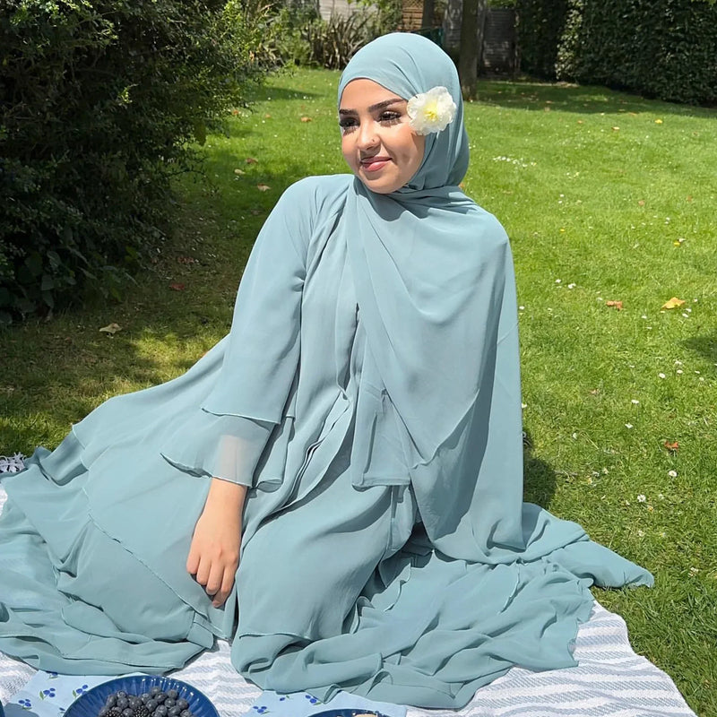 Chiffon Hijab Dresses for Women Muslim Open Kimono Abaya Modest Kaftan Dubai Arabic Robe Islamic Kebaya Jalabiya Caftan Clothing