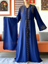 2025 New Lady Elegant Dress Chiffon Open Abaya with Zipper Muslim Women Dress Islamic Clothing Cardigan Abaya Women Muslim Dress