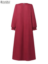 Women Stylish Floral Printed Maxi Dress Muslim Abaya ZANZEA Eid Mubarak Robe Elegant Long Sleeve Casual Vestidos Kaftan IsIamic