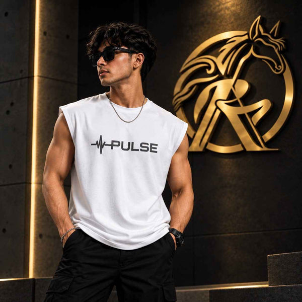 Men’s PULSE Sleeveless T-Shirt – Black & White |