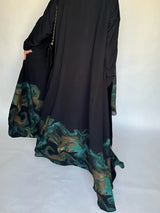 Middle Eastern Loose Open Front Abaya Muslim Full Sleeve Printed Abayas Turkey Kaftans Women Jilbabs Islamic Maxi Dresses