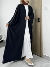 Solid Open Front Simple Abayas, Elegant Long Sleeve Maxi Length Cover Up, Women's Clothing
