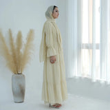 Chiffon Sheer Open Abaya Set Hijabi Muslim Women Party Ramadan Islamic Clothing  Dubai Turkey Kaftan Crepe Kimono Open Abayas