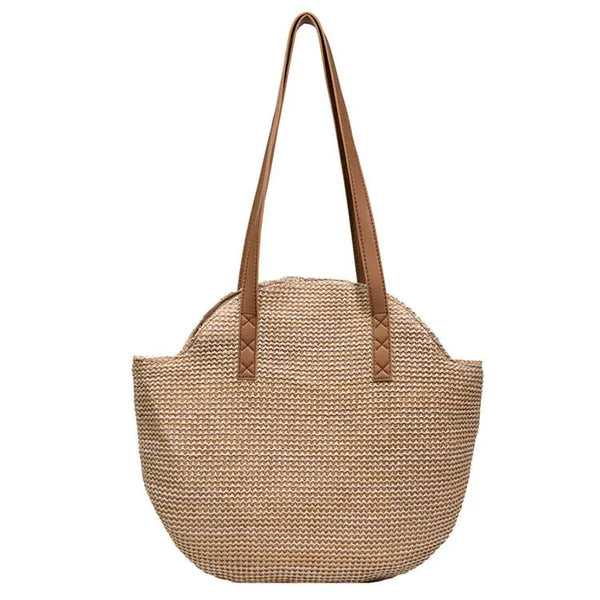 Woven Color Clash Zipper Shoulder Handbag for Women