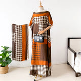 NEW Fashion Summer Dress With Big Scarf Dubai Turkey Kaftan Muslim Loose Abaya Women African Casual Maxi Peacock Shawl Robe