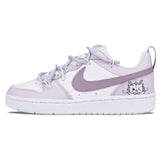 [Custom Purple cute dragon]Nike Court Borough Purple Cute Dragon Non slip Lightweight Low Top Skateboard Shoes GS White Purpl
