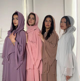 Chiffon Hijab Dresses for Women Muslim Open Kimono Abaya Modest Kaftan Dubai Arabic Robe Islamic Kebaya Jalabiya Caftan Clothing
