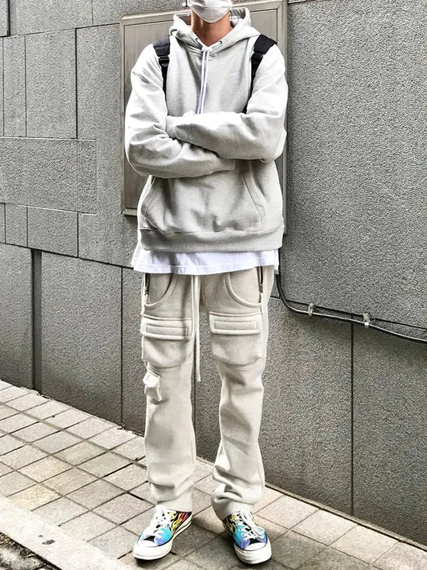 Men's Gray Casual Multi-pocket Summer Sweatpants