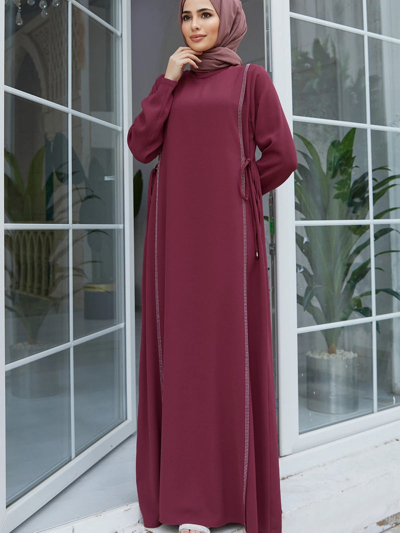 Summer Muslim Dress for Women Abaya Daimond Elegant Party Abayas Dresses Long Sleeve Morocco Caftan Vestidos Ramadan Robe 2023