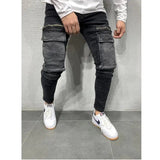 Men's Denim Casual Sweatpants with Zipper Pockets