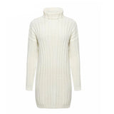 Knit Dress with High Neck and Short Skirt Design