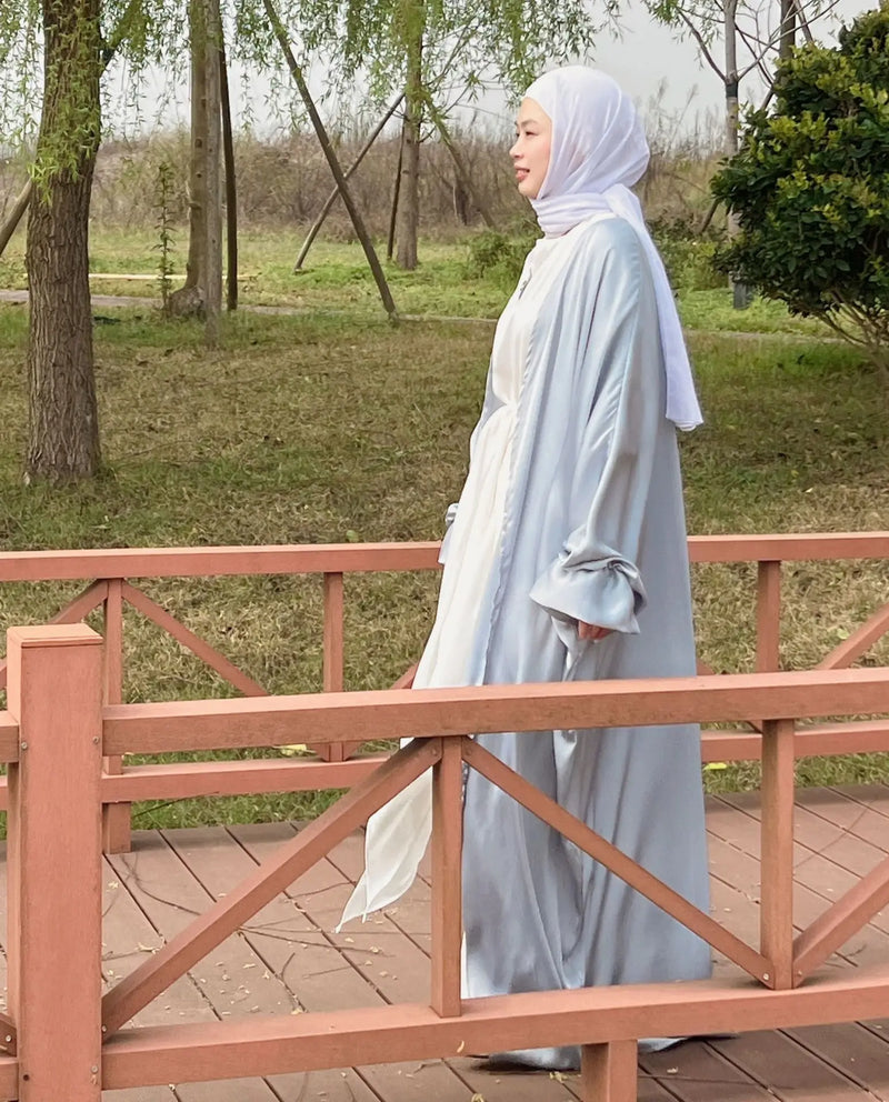 Muslim Elegant Puff Sleeve Long Dress Women's Prayer Garment Dubai 2024 Luxury Kaftan Kebaya Turkey Party Ramadan Abaya Beige