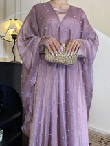 Muslim Abayas Dresses Suit for Women eid Party Vestidos 2 Piece Sets Pearls Ramadan Morocco Dubai Arab Long Robe Kaftan Ensemble