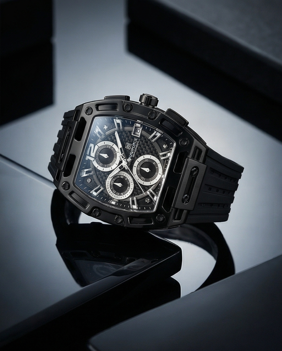 W13-Naviforce Men's Chronograph Watch - Bold Black Design - Raakaat