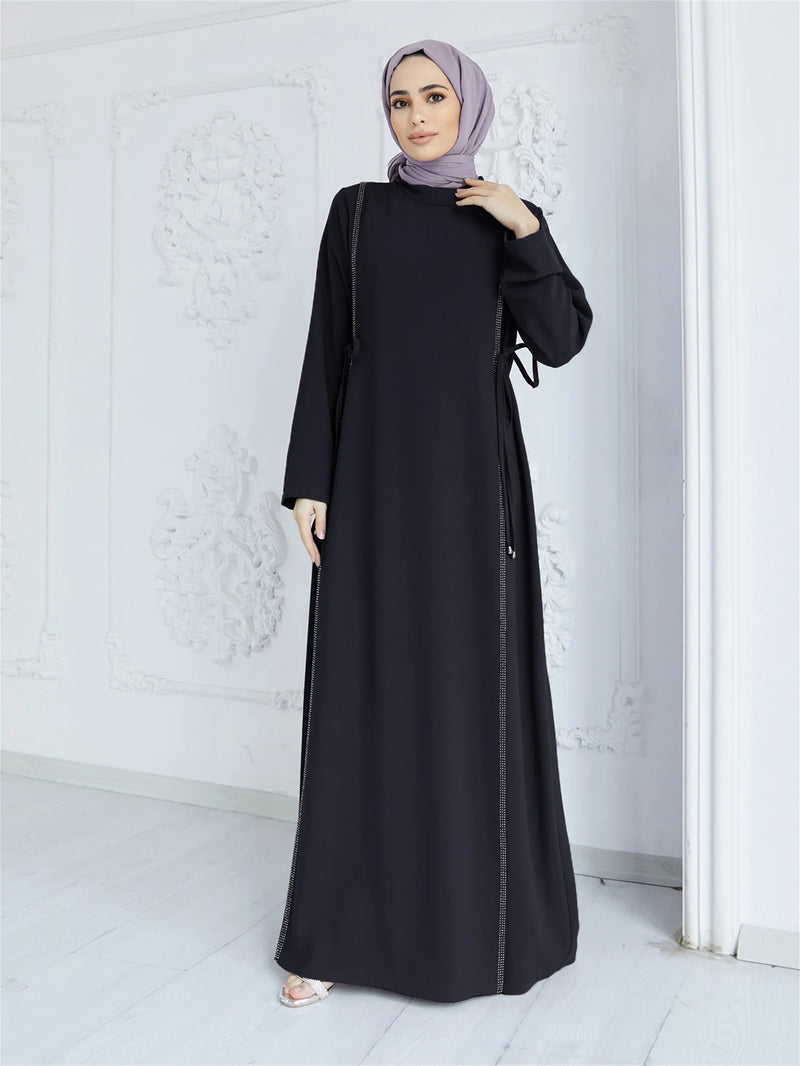 Summer Muslim Dress for Women Abaya Daimond Elegant Party Abayas Dresses Long Sleeve Morocco Caftan Vestidos Ramadan Robe 2023