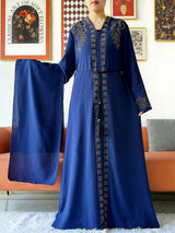 2025 New Lady Elegant Dress Chiffon Open Abaya with Zipper Muslim Women Dress Islamic Clothing Cardigan Abaya Women Muslim Dress