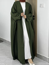 Solid Open Front Simple Abayas, Elegant Long Sleeve Maxi Length Cover Up, Women's Clothing