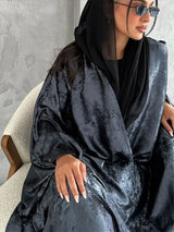 Ramadan Shiny Satin Open Kimono Abaya Dubai Luxury 2024 Muslim Abayas For Women Kaftan Dress Islam Clothing Robe Femme Musulmane