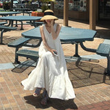 Sleeveless Long Dress with Ruffled Hem for Women