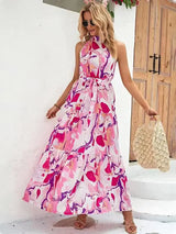 Bohemian Printed Sleeveless Ruffle Dress for Women