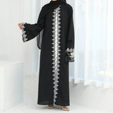 Flower Embroidery Abayas for Women Muslim Dress Dubai Open Abaya Turkey Kaftan Kebaya Caftan Marocain Femme Robe New