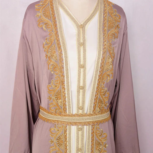 Maxi Dresses 2 Piece Sets Eid Muslim Abayas for Women Dubai Party Long Robe Beading Jalabiya Morocco Kaftan Ramadan Vestidos