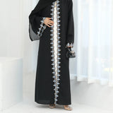 Flower Embroidery Abayas for Women Muslim Dress Dubai Open Abaya Turkey Kaftan Kebaya Caftan Marocain Femme Robe New