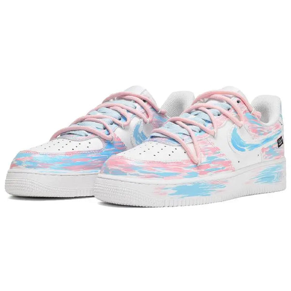 [Custom Women's Macaron Love in blue and pink]Nike Air Force 1 Low CUS ID Macaron Love Low-Top Skateboard Shoes Women's Blue