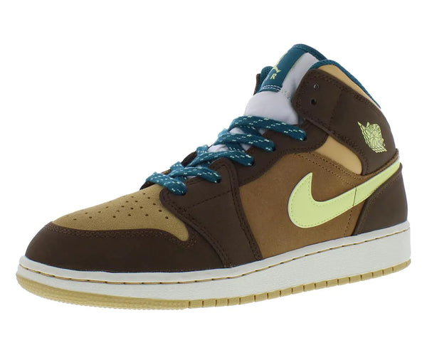Jordan Boys Air 1 Mid SE (Big Kid) Cacao Wow/Luminous Green/Ale Brown/Twine/Sail/Geode Teal 7 Big Kid M