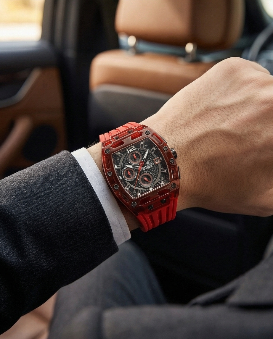W11-Naviforce Men's Red Chronograph Watch with Black Dial - Raakaat