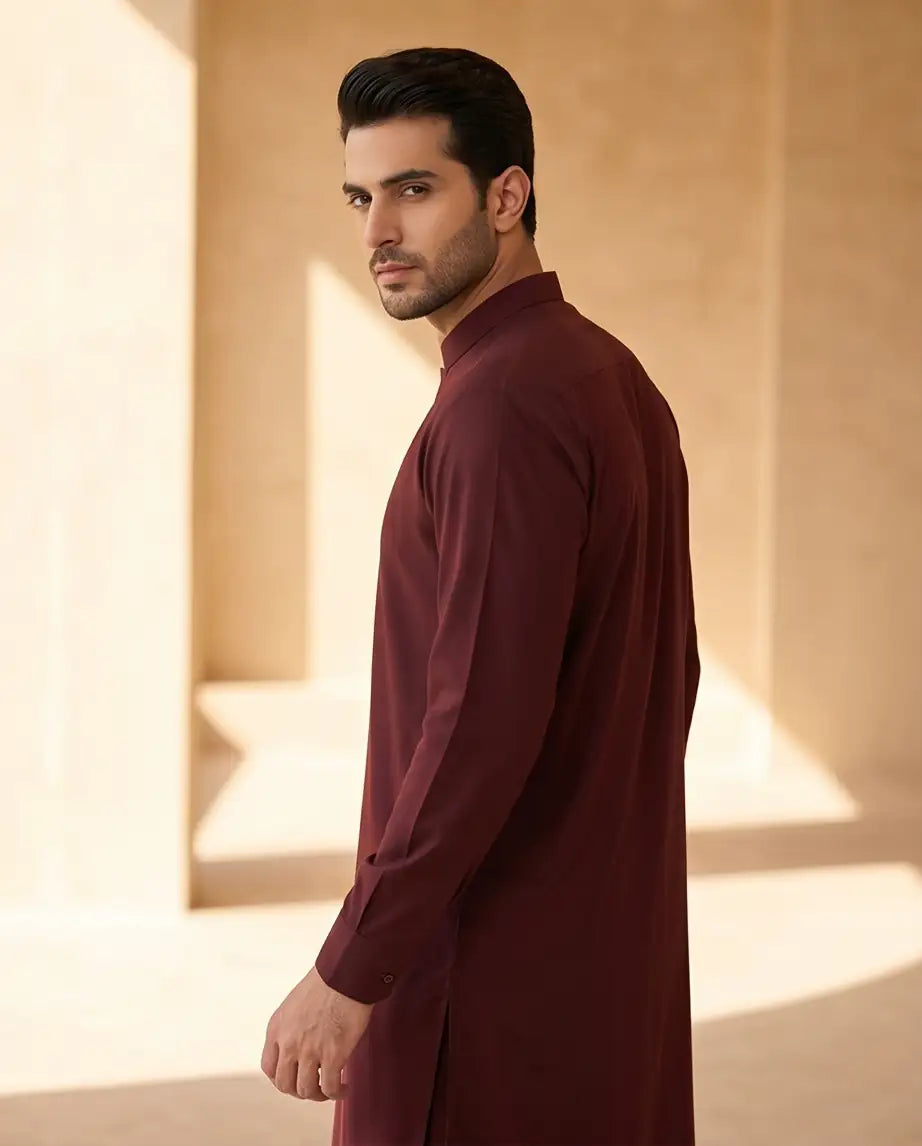 Premium Maroon Kurta Pajama Set for Men – Elegant Traditional Wear | M1 - Raakaat