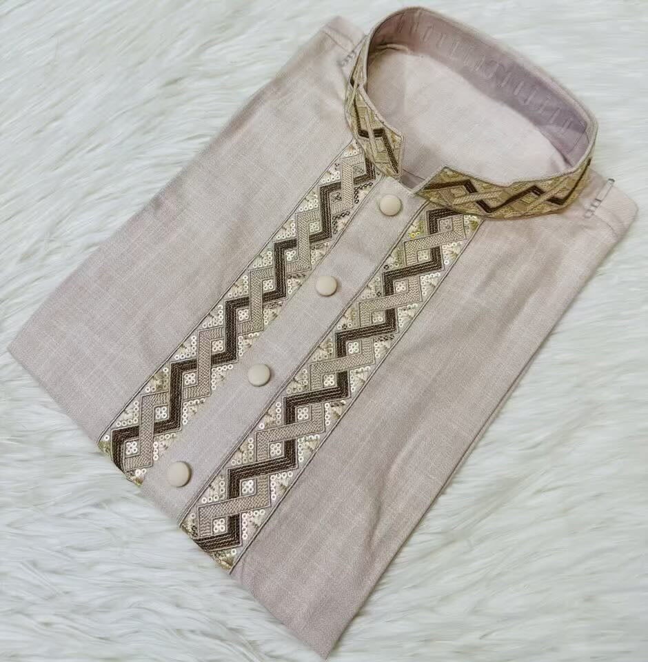 Elegant Cream Embroidered Panjabi | P0030| 201 - Raakaat